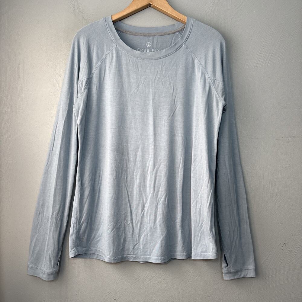 Free Fly Tee Shirt Size Large Blue Bamboo Shade Base Layer Long Sleeve Gorpcore